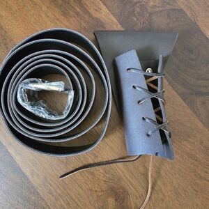 Costume Brown Pleather Belt With Sword Holster And Plastic Sword